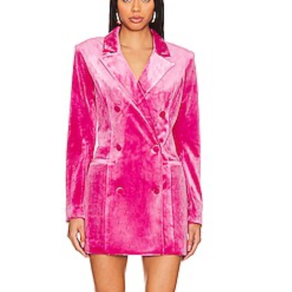 Pink Velvet Blazer Dress